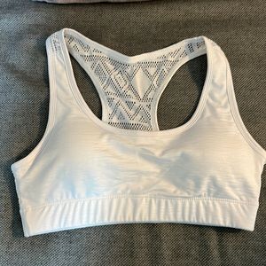 Zyia Active Bright White Bomber Sports Bra Lace Racerback Size Small Padded